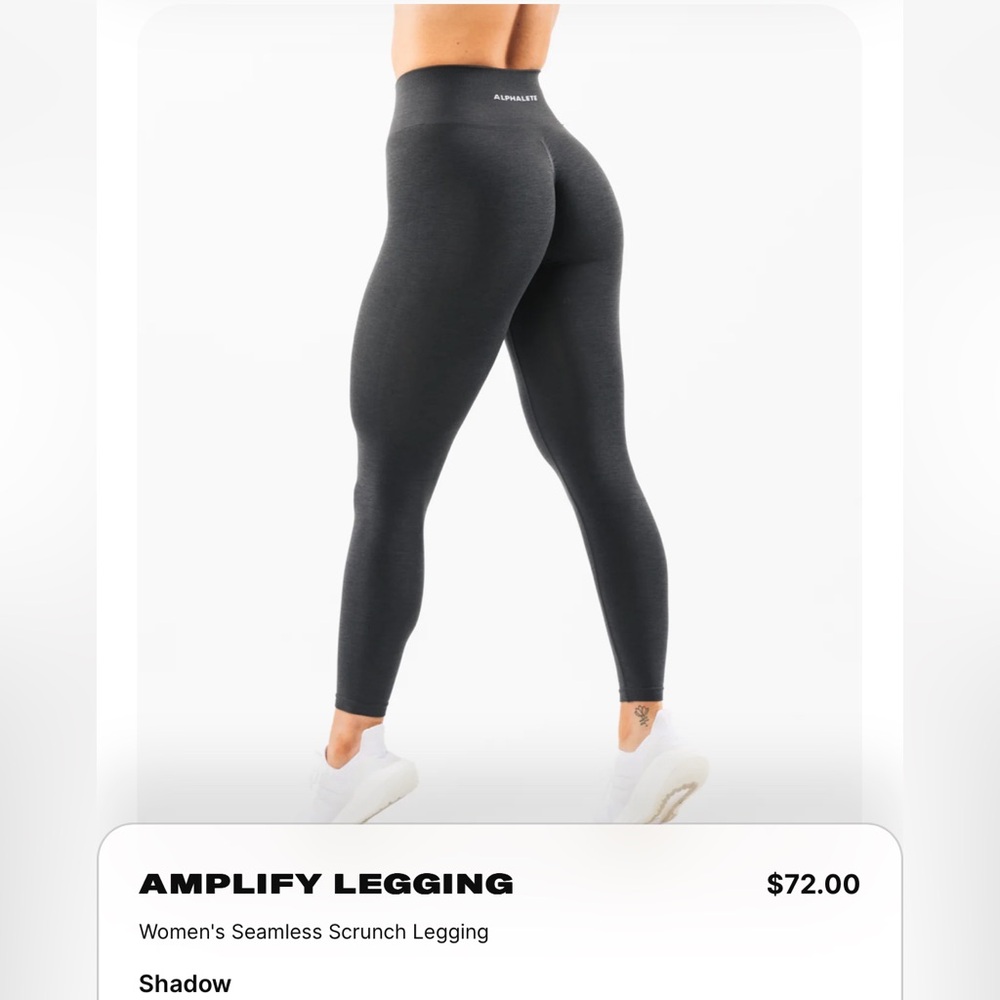 ALPHALETE amplify legging women’s seamless scrunch leggings shadow grey NWT